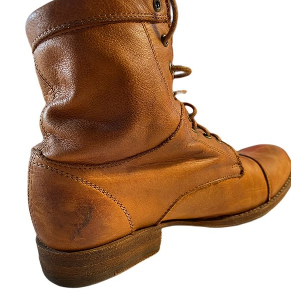 Frye Cognac Soft Leather Lace Up Boots w/ Rubber Grip Added to Sole - Picture 10 of 15